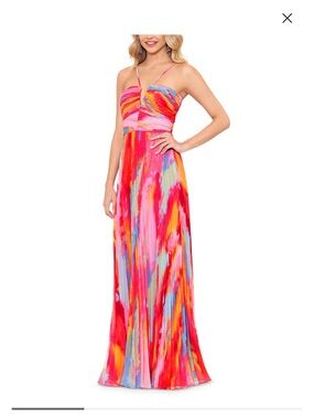 Pleated Multi/Fuschia Gown Exclusive